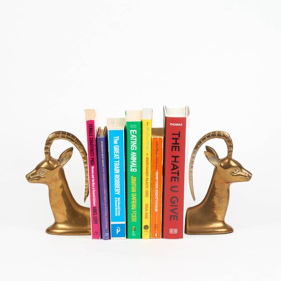 Vintage Other - Pair of Vintage 1970s Brass Antelope/Gazelle Bookends